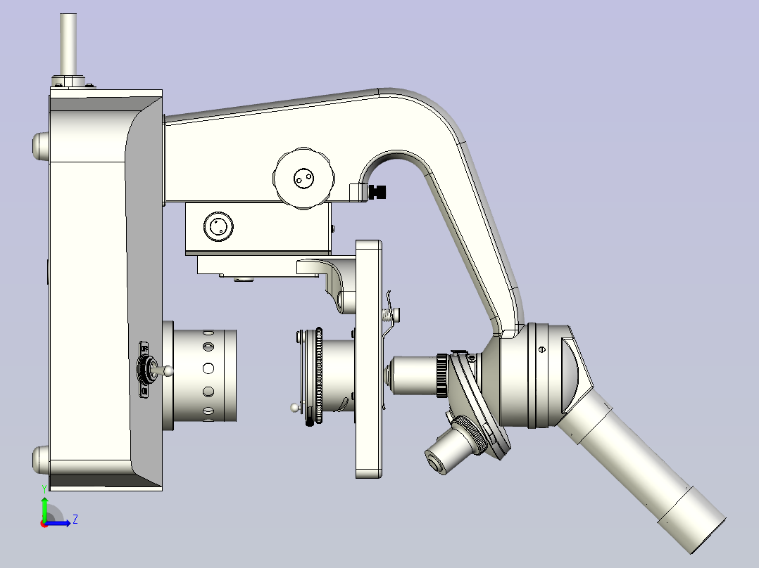 一种简易显微镜3D模型左视图