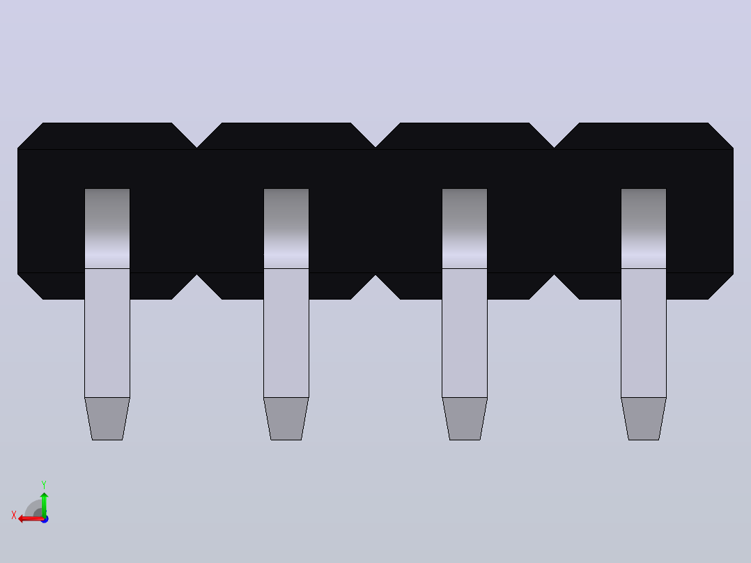 电子器件Header 2_54 Horizontal 4x后视图