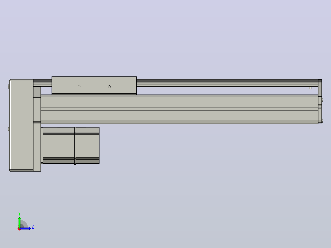 SYS14-250-BM-200W滚珠花健、支撑座、滚珠丝杠、交叉导轨、直线模组.STEP左视图