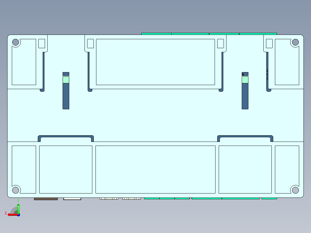 DIN导轨盒200x110x60MM后视图