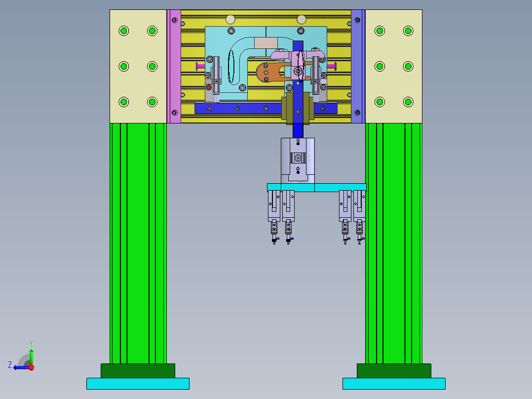 N型凸轮轨迹移载搬运机构3D图纸 Solidworks设计右视图