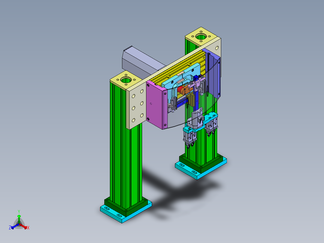 N型凸轮轨迹移载搬运机构3D图纸 Solidworks设计正等轴测图