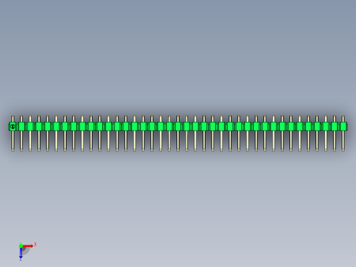 彩色公排针 100mil 2.54mm 系列-DS1022_green_1x39p_100mil_TypeD_rev1.0俯视缩略图
