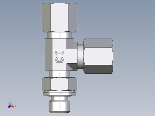卡套式工业通用硬管接头EO_Adjustable_locknut_run_tee_LEE06ZSMCF前视缩略图