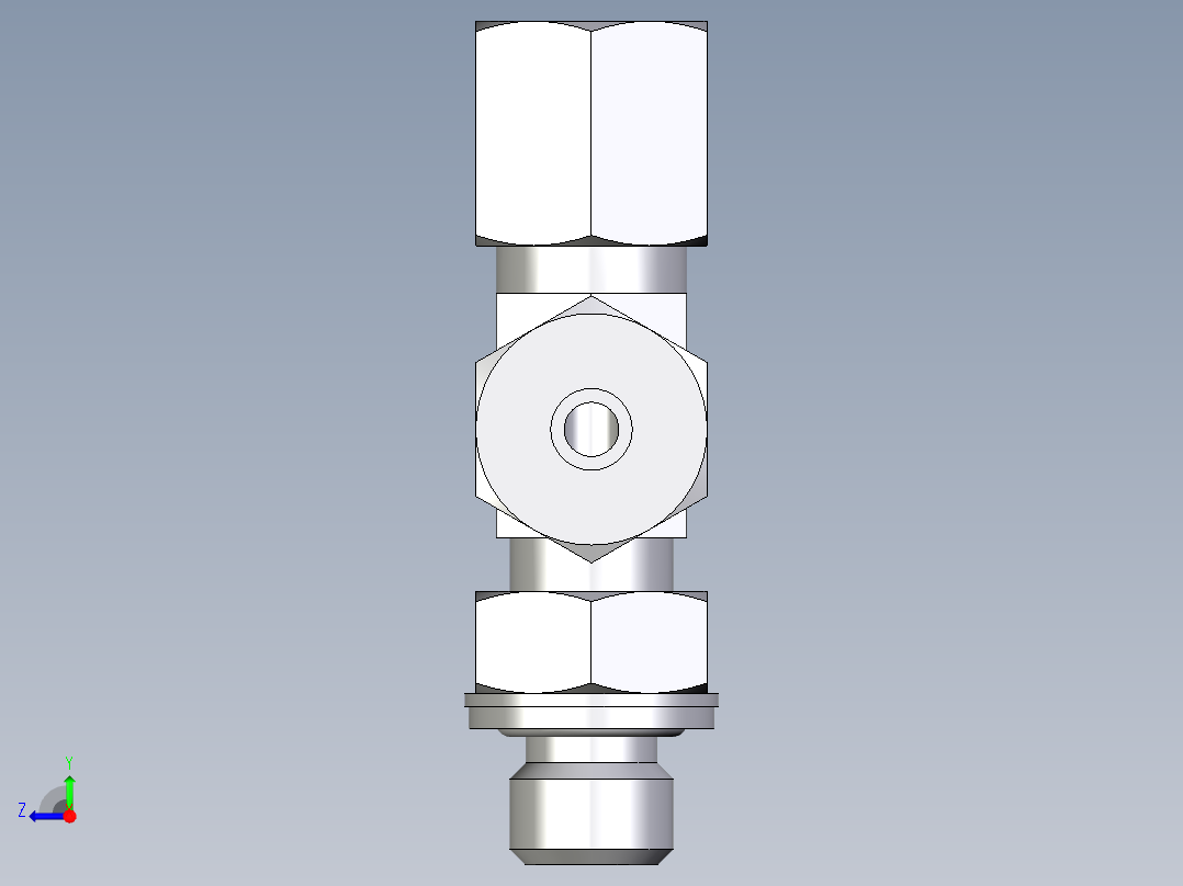 卡套式工业通用硬管接头EO_Adjustable_locknut_run_tee_LEE06ZSMCF右视图
