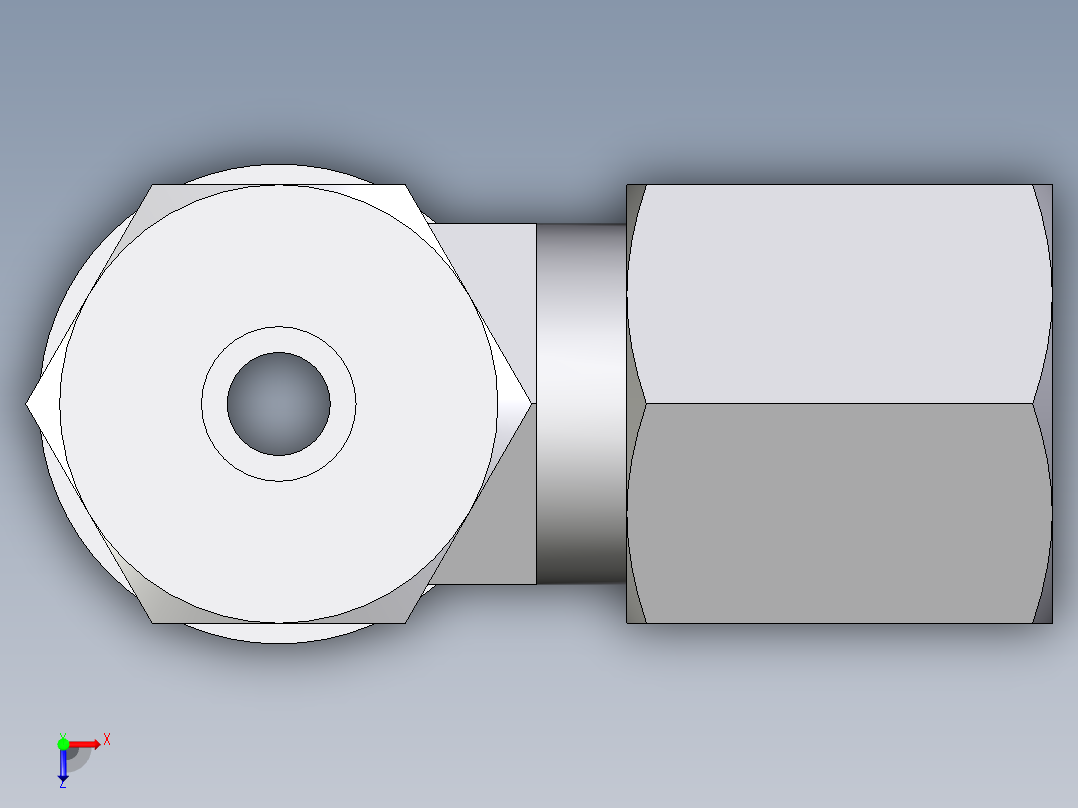 卡套式工业通用硬管接头EO_Adjustable_locknut_run_tee_LEE06ZSMCF俯视图