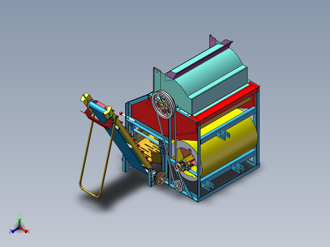 花生摘果机结构设计研制【带三维SW】正等轴测图