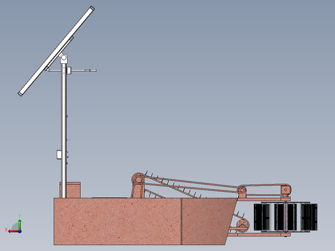 水面清理船三维SW模型（收集清理河面垃圾）3D图纸+说明书后视图