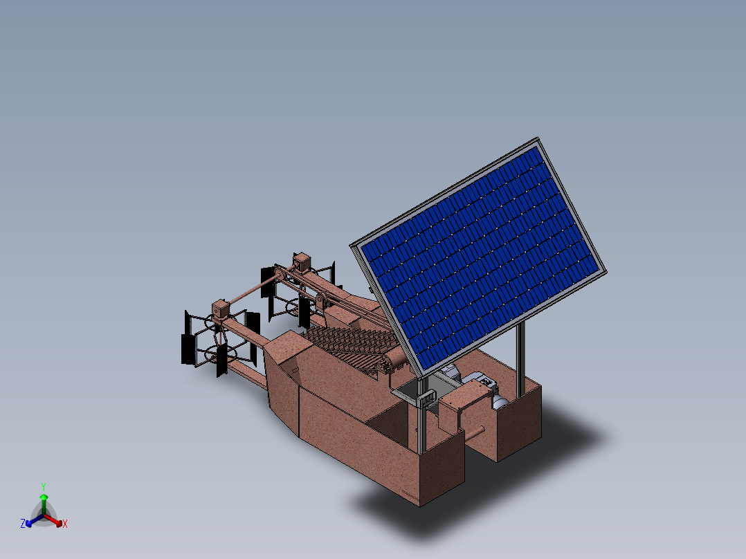 水面清理船三维SW模型（收集清理河面垃圾）3D图纸+说明书正等轴测图