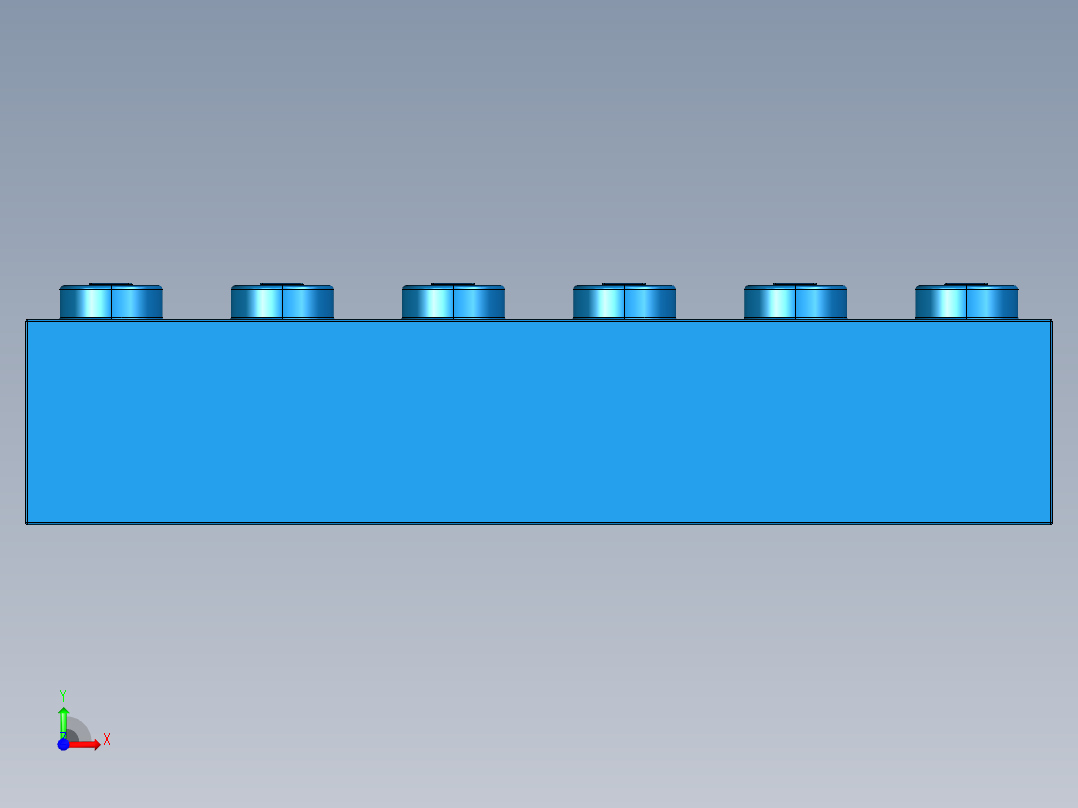 乐高套装 4421基本积木-4181139 - 2456 - 44237 Bright Blue Brick 2 x 6.STEP前视图