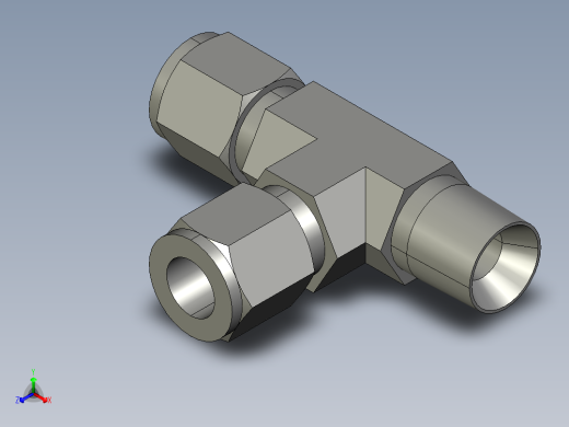 卡套式工业通用硬管接头8-8-8_rbu-s正等轴测缩略图