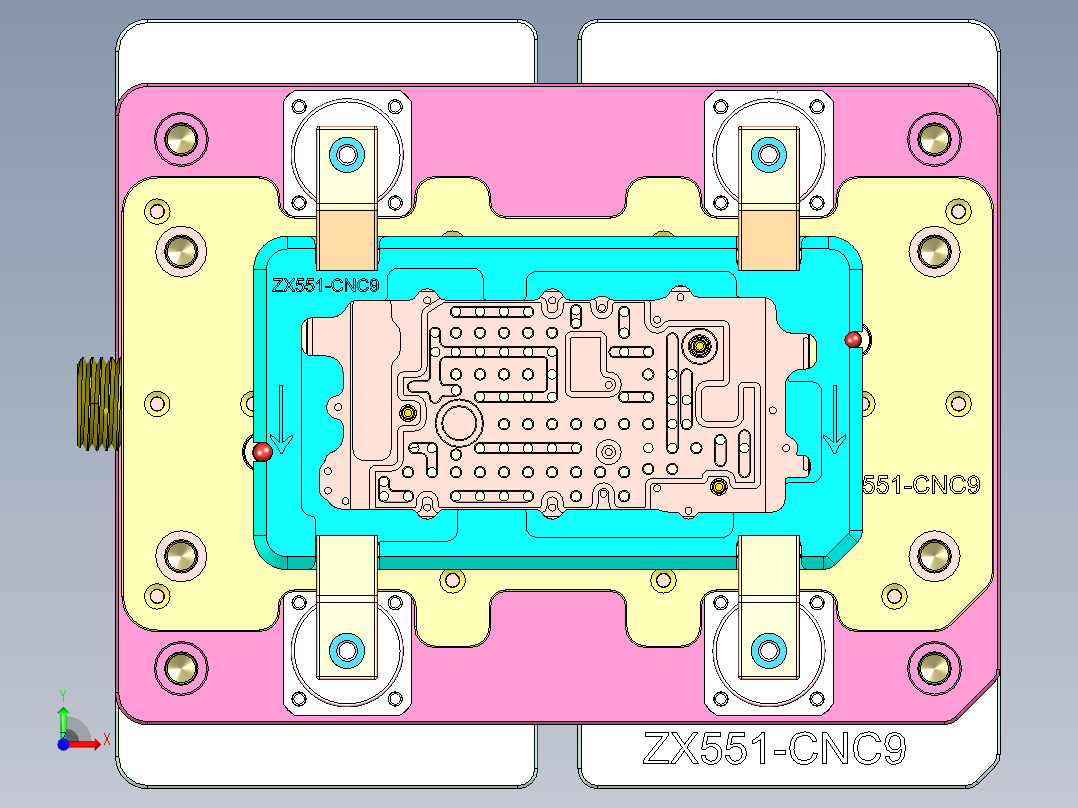 ZX551-B-笔记本CNC工装夹具三维模型CNC9-1010前视图