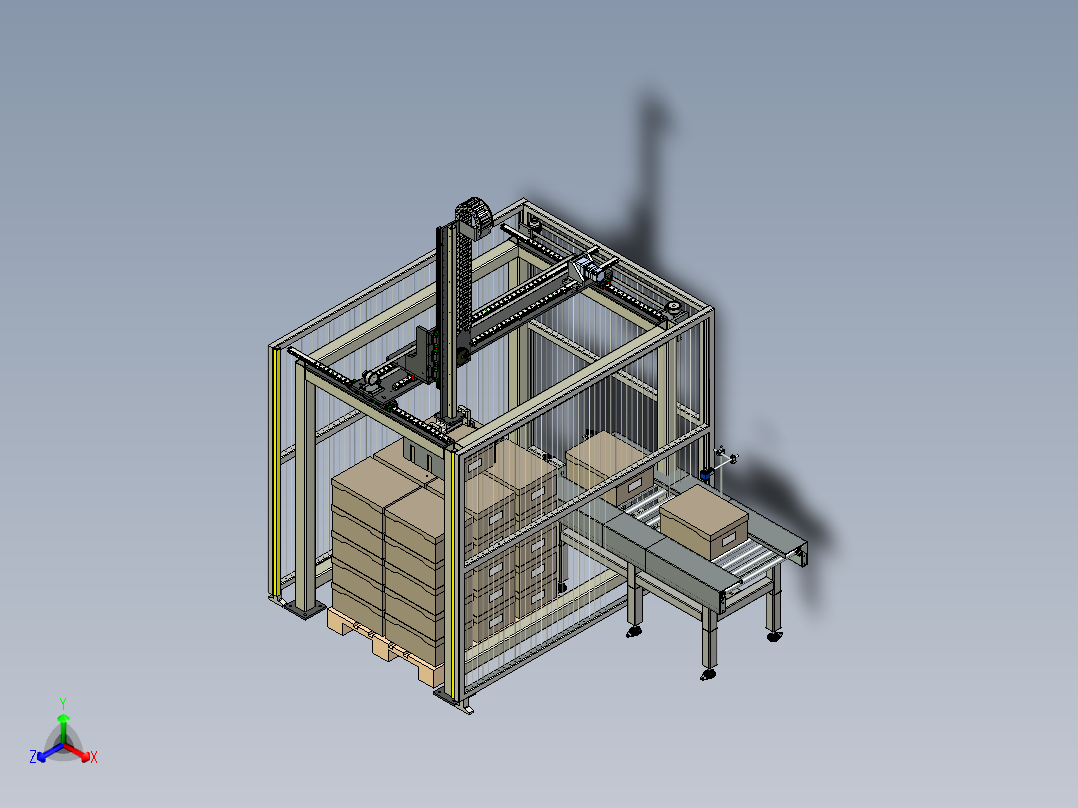 三轴桁架码垛机进型包装盒码垛