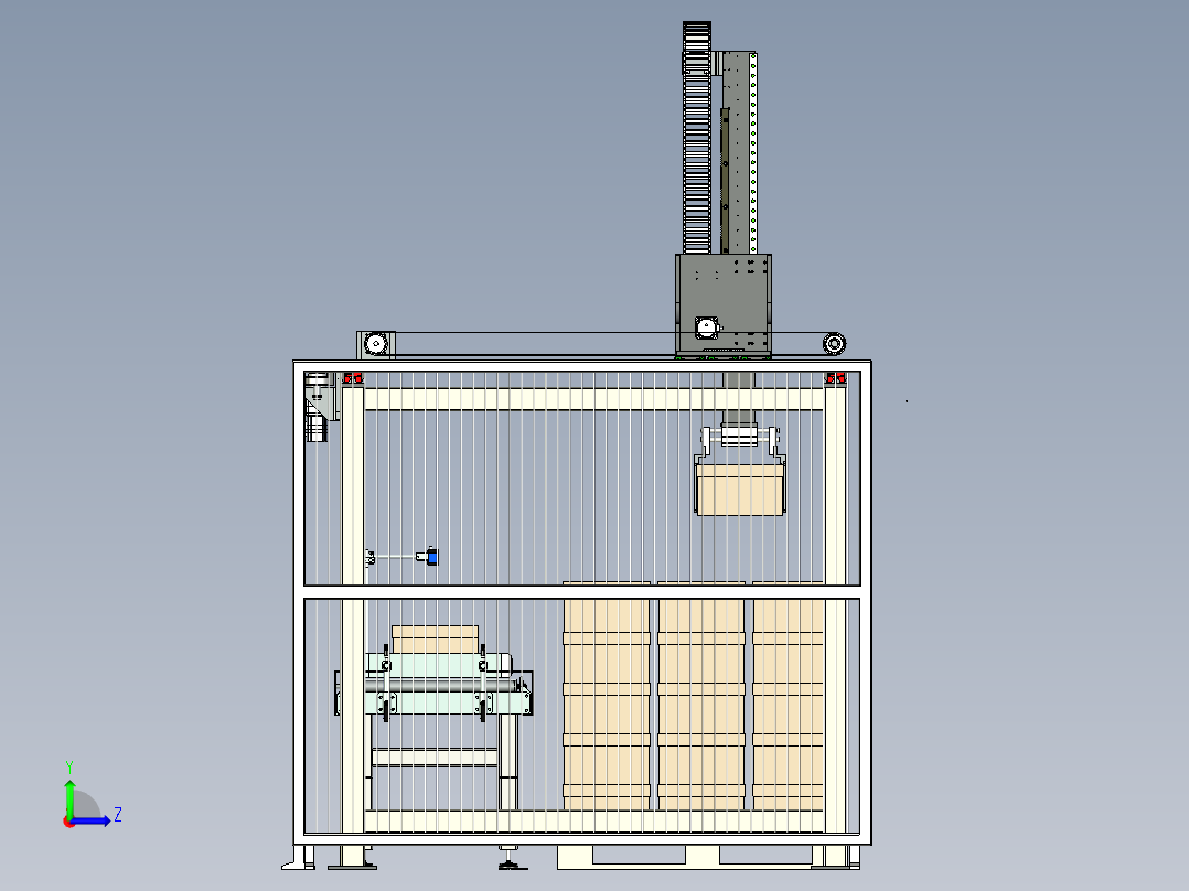 三轴桁架码垛机进型包装盒码垛左视图