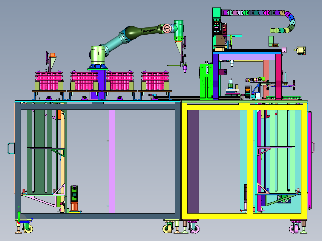 电子料盘智能分拣配送线左视图