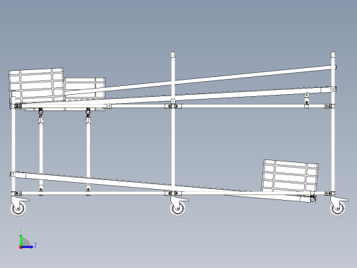 流利条二层移动式货架设计左视缩略图