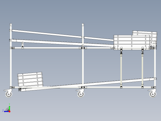流利条二层移动式货架设计右视缩略图