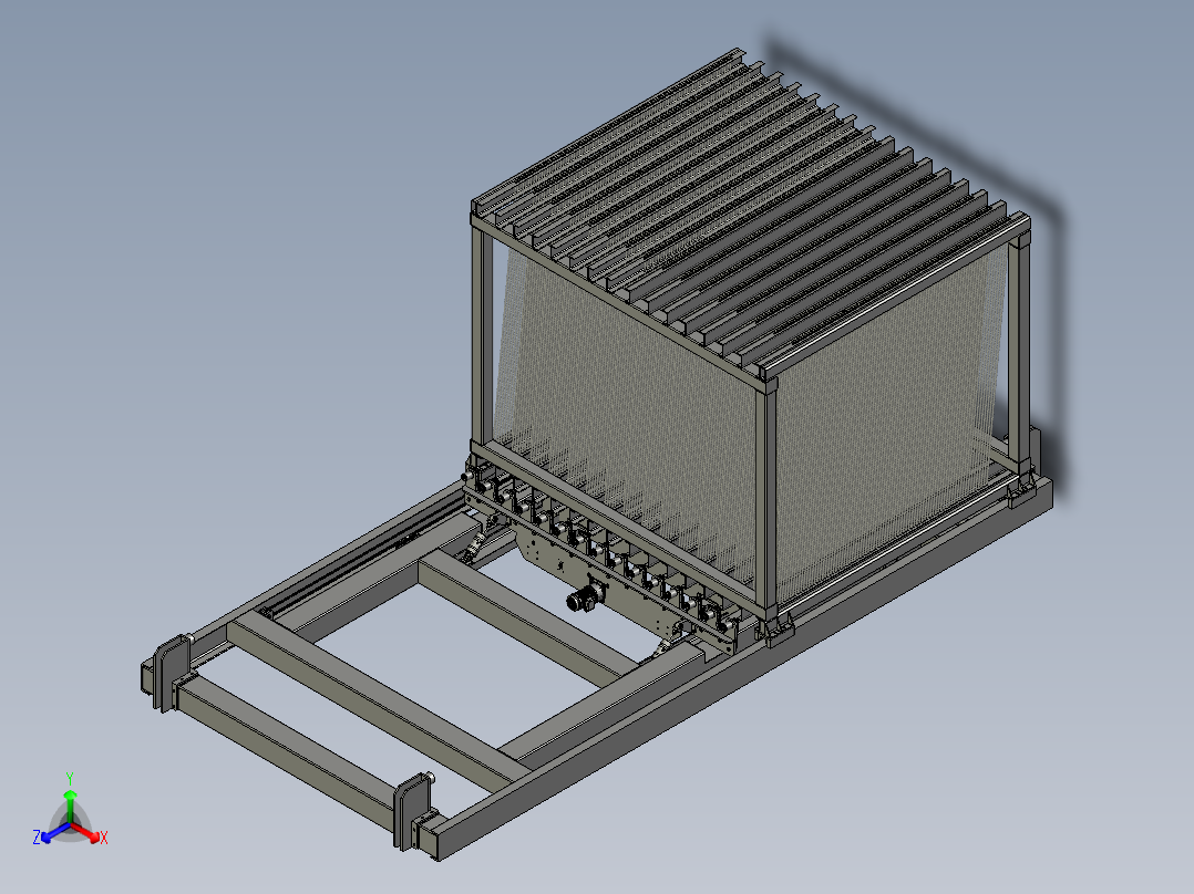 玻璃料架自动切换小车正等轴测图