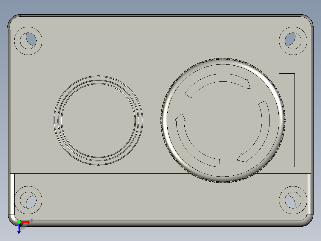 二连按钮盒装配俯视图