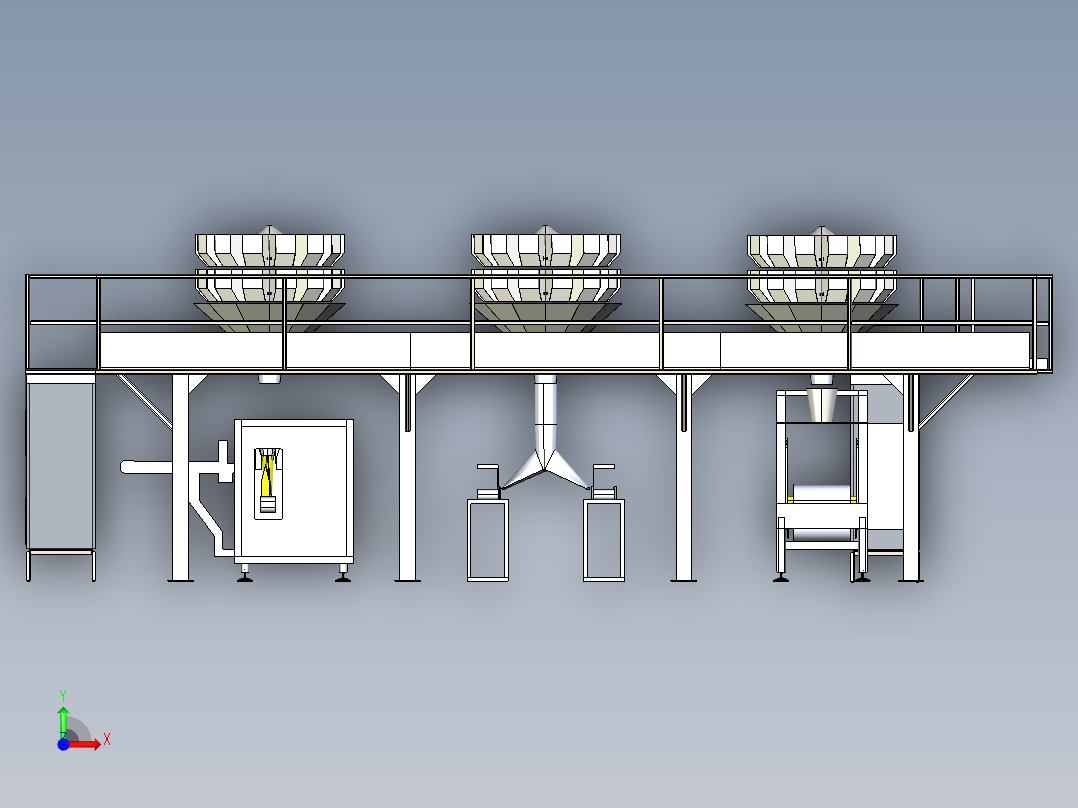 食品加工生产线step格式前视图