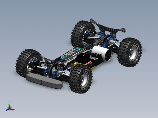Xray T2电动遥控车RC底盘骨架3D模型图纸 Solidworks设计 附STEP