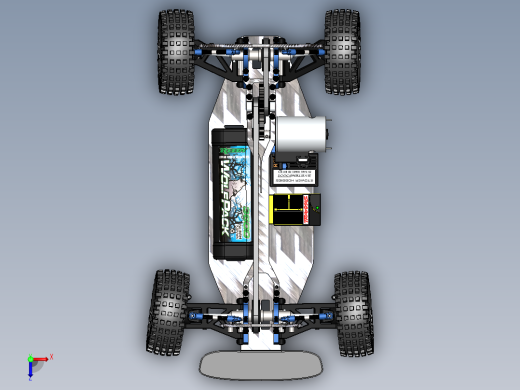 Xray T2电动遥控车RC底盘骨架3D模型图纸 Solidworks设计 附STEP俯视缩略图