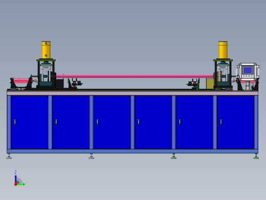 钢管液压冲孔机3d图纸钢管自动上下料钢管两端液压打孔机3d图纸右视缩略图