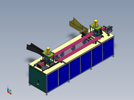 钢管液压冲孔机3d图纸钢管自动上下料钢管两端液压打孔机3d图纸正等轴测缩略图