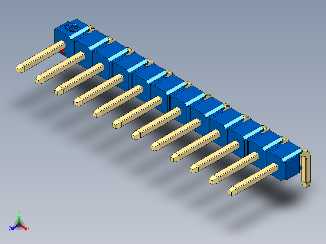 彩色公排针 100mil 2.54mm 系列-DS1022_blue_1x12p_100mil_TypeD_rev1.0主视图