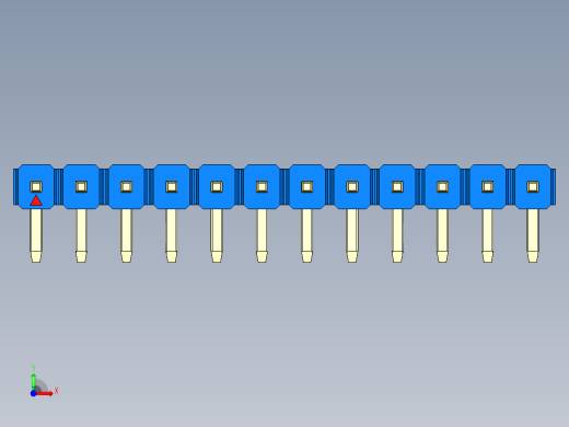 彩色公排针 100mil 2.54mm 系列-DS1022_blue_1x12p_100mil_TypeD_rev1.0前视缩略图