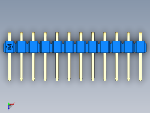 彩色公排针 100mil 2.54mm 系列-DS1022_blue_1x12p_100mil_TypeD_rev1.0俯视缩略图