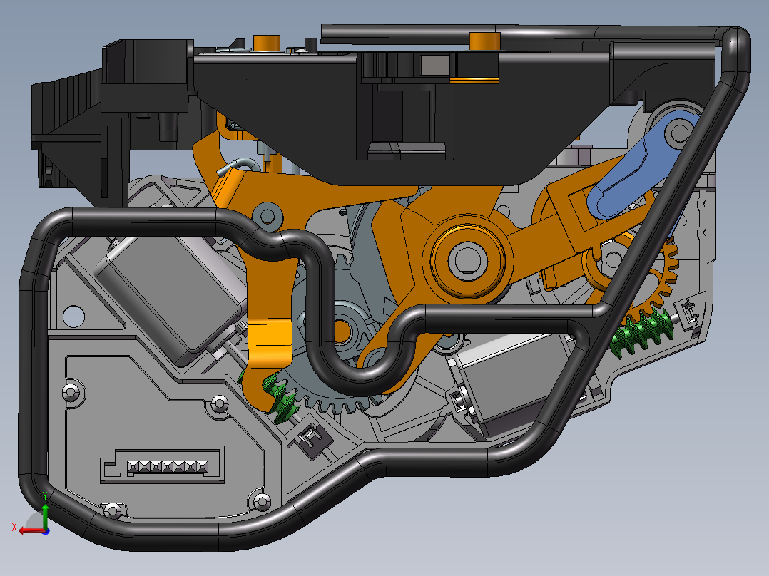 汽车防盗门锁设计后视图