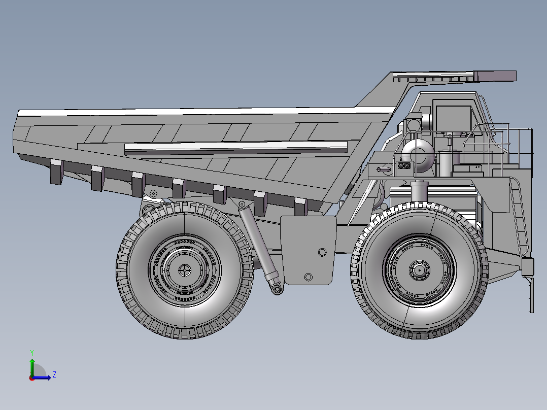 12.工程自卸卡车 3d模型图纸左视图