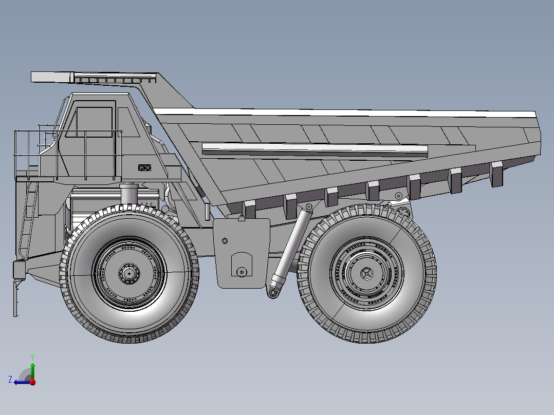 12.工程自卸卡车 3d模型图纸右视图