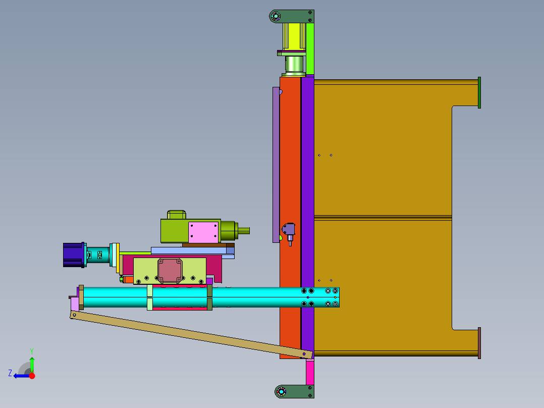 金属件加工落地数控钻铣床右视图