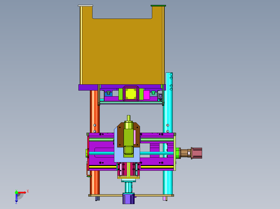 金属件加工落地数控钻铣床俯视图