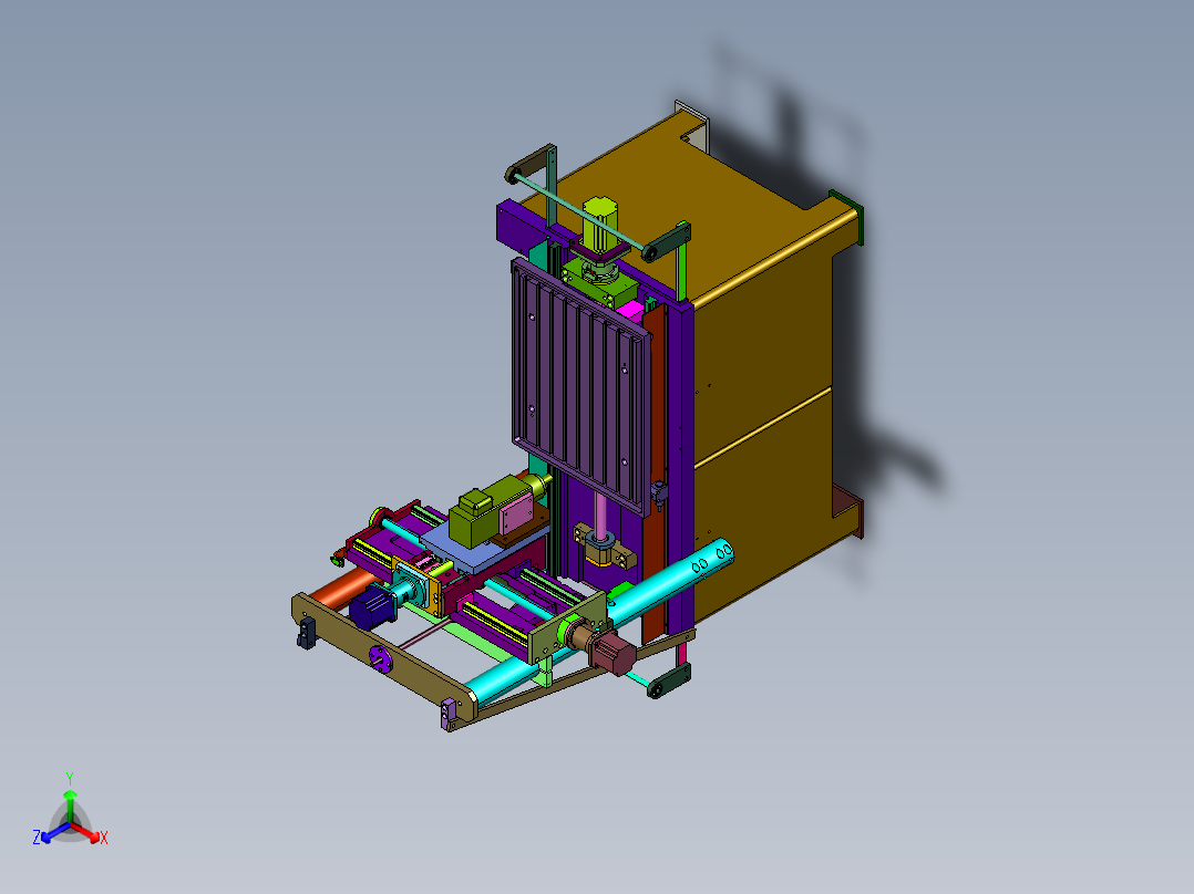 金属件加工落地数控钻铣床正等轴测图