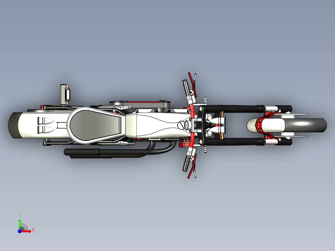 摩托车chopper-motorbike-crow-design-stp格式前视图
