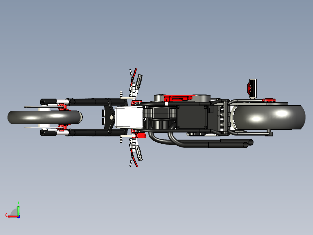 摩托车chopper-motorbike-crow-design-stp格式后视图