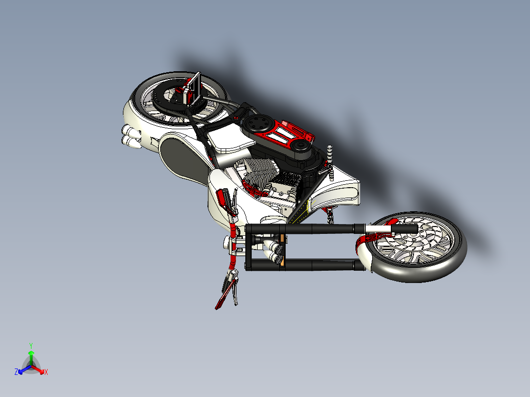 摩托车chopper-motorbike-crow-design-stp格式正等轴测图