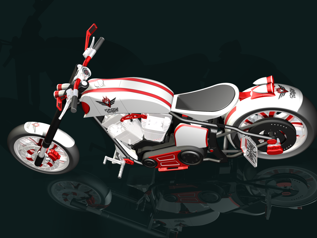 摩托车chopper-motorbike-crow-design-stp格式