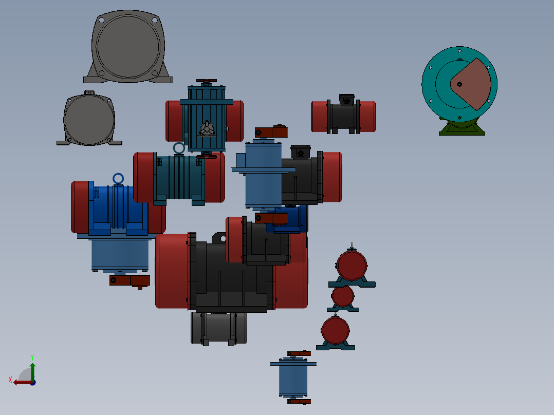 振动电机及振动器系列三维模型合集后视图