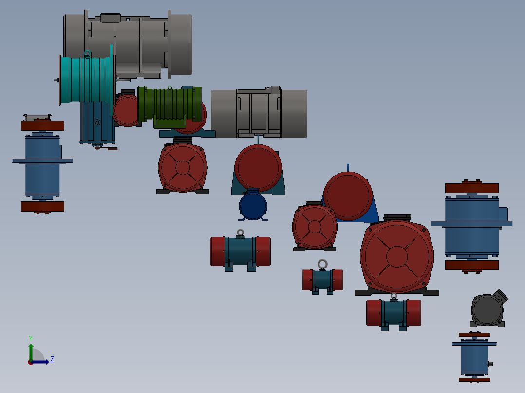 振动电机及振动器系列三维模型合集左视图