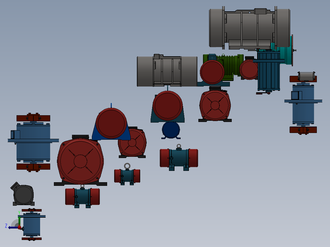 振动电机及振动器系列三维模型合集右视图
