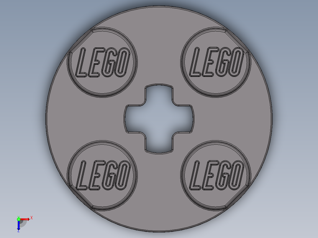 乐高零件 4032 板 2 x 2 圆形-4032 Dark Stone Grey Plate 2 x 2 Round俯视图