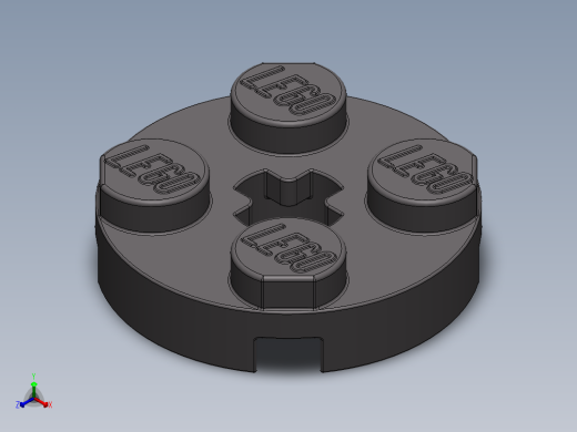 乐高零件 4032 板 2 x 2 圆形-4032 Dark Stone Grey Plate 2 x 2 Round正等轴测缩略图