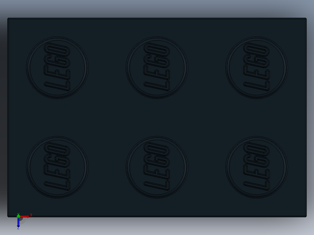 乐高套装 4421基本积木-300226 Black Brick 2 x 3.SLDPRT俯视图