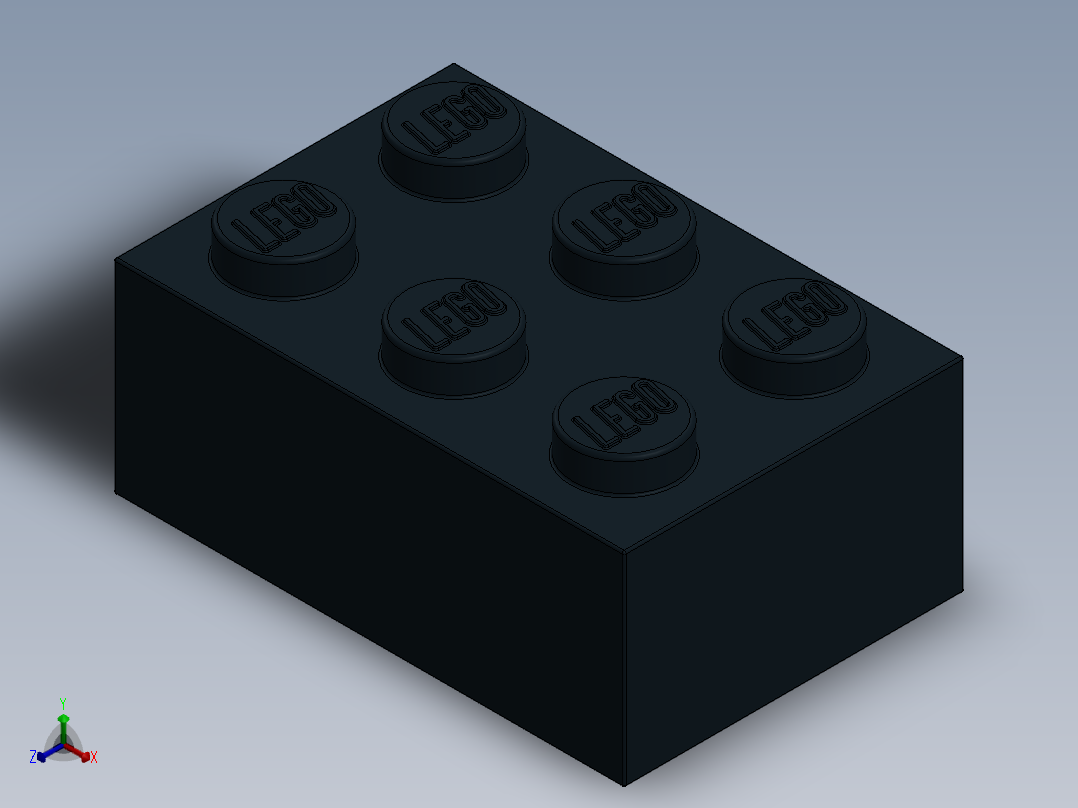 乐高套装 4421基本积木-300226 Black Brick 2 x 3.SLDPRT正等轴测图