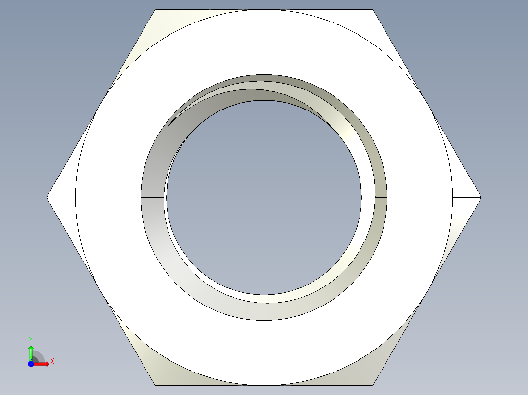 DIN 934 螺母-M14 Nut.STEP前视图