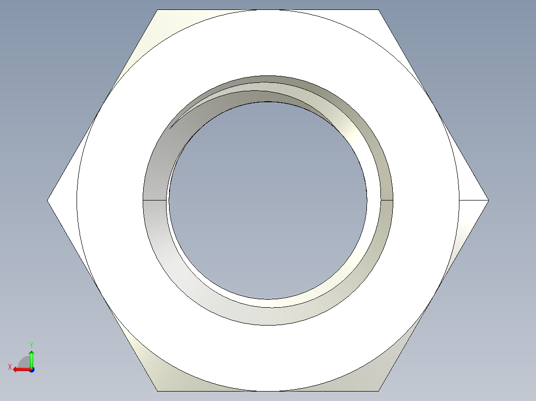 DIN 934 螺母-M14 Nut.STEP后视图